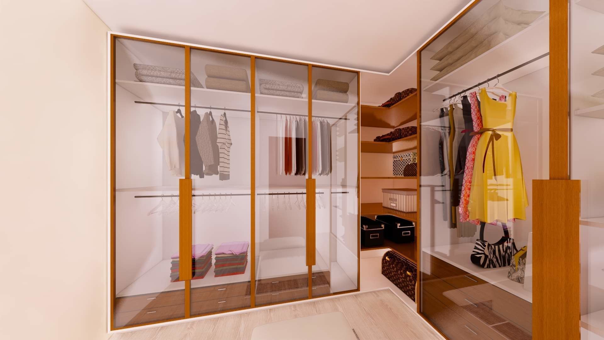 L shape Wardrobe Low-poly 3D model_1