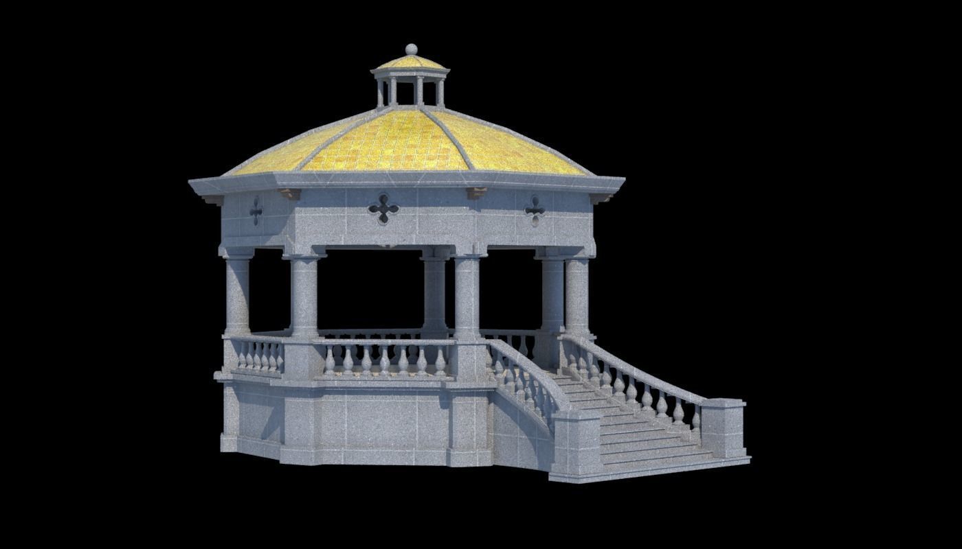 Kiosk and Square Low-poly 3D model_4