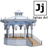 Kiosk and Square Low-poly 3D model_9