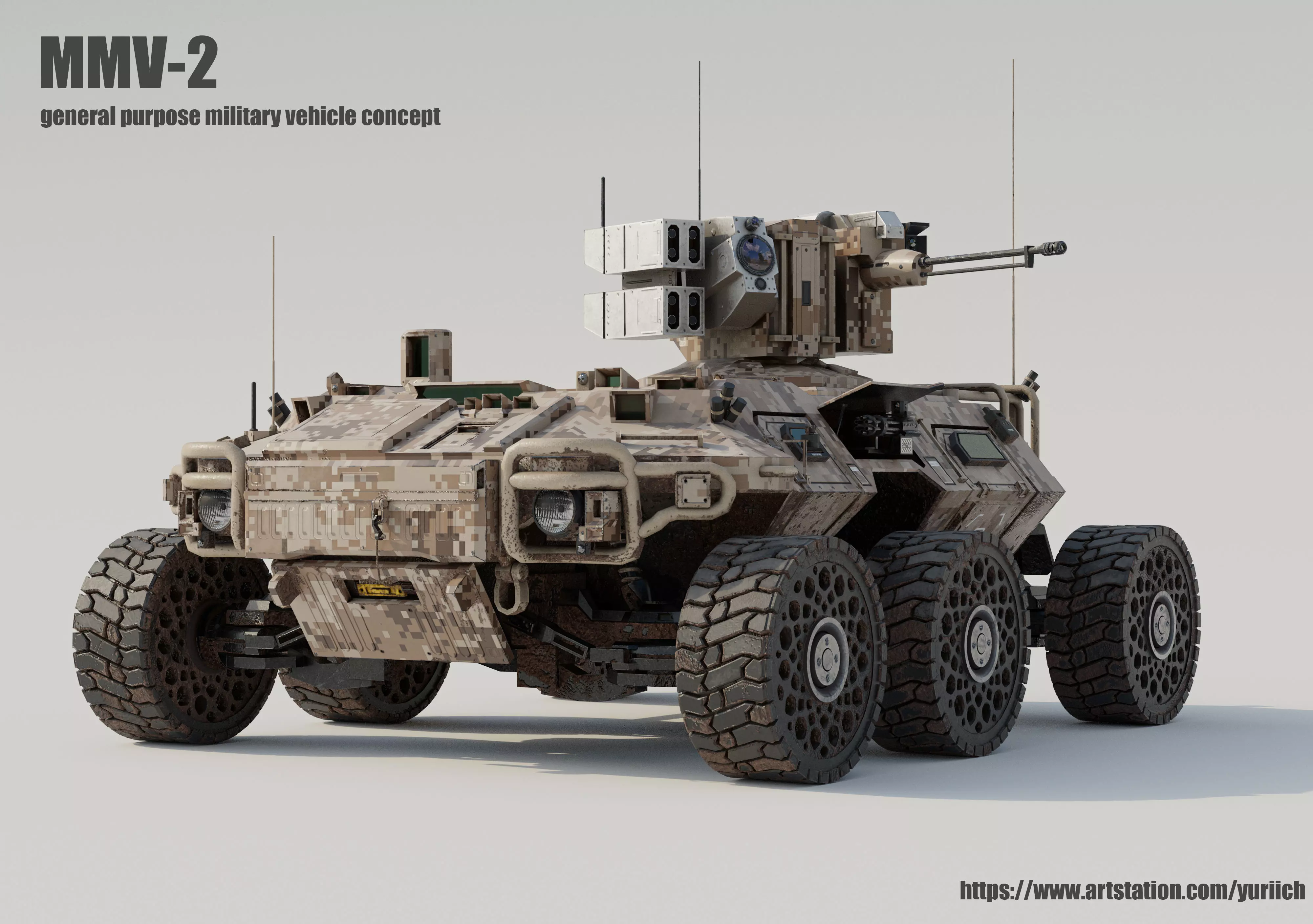 Sci-fi military truck Low-poly 3D model