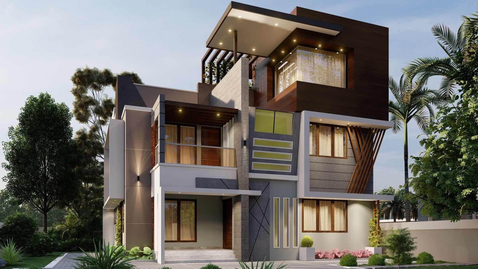 Two storeyed building 3D model 3D model 3D model 3D model_1