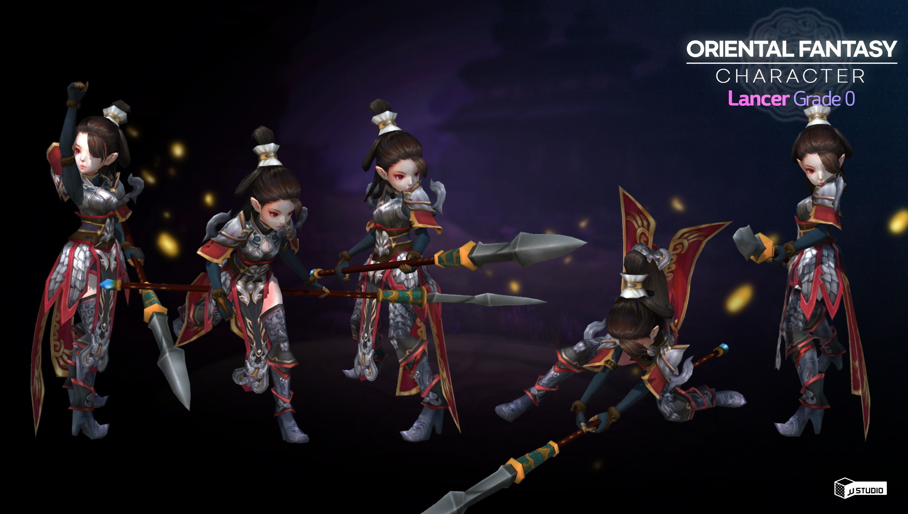 Oriental Fantasy Character - Lancer Grade 0 Low-poly 3D model_3