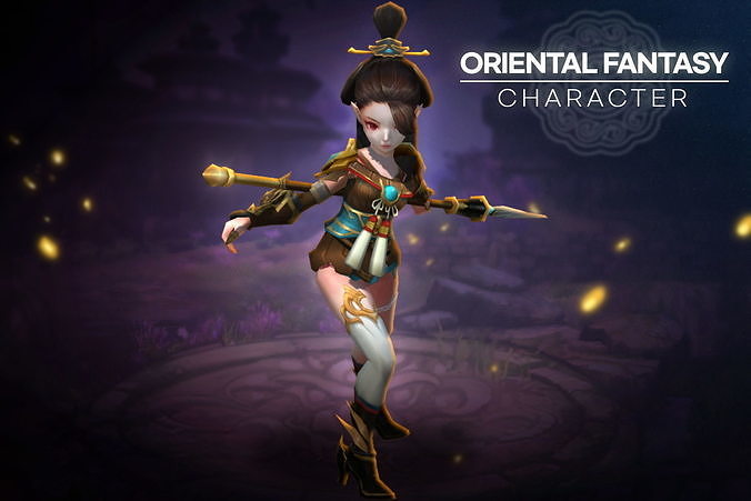 Oriental Fantasy Character - Lancer Grade 1 Low-poly 3D model