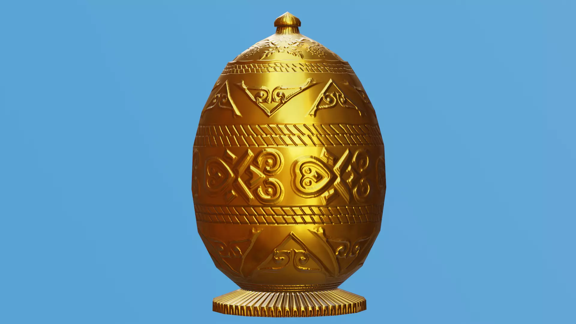 Ornate Gold Urn 2 Low-poly 3D model_0