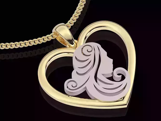 Virgo zodiac pendant silver gold printable 3D jewelry model