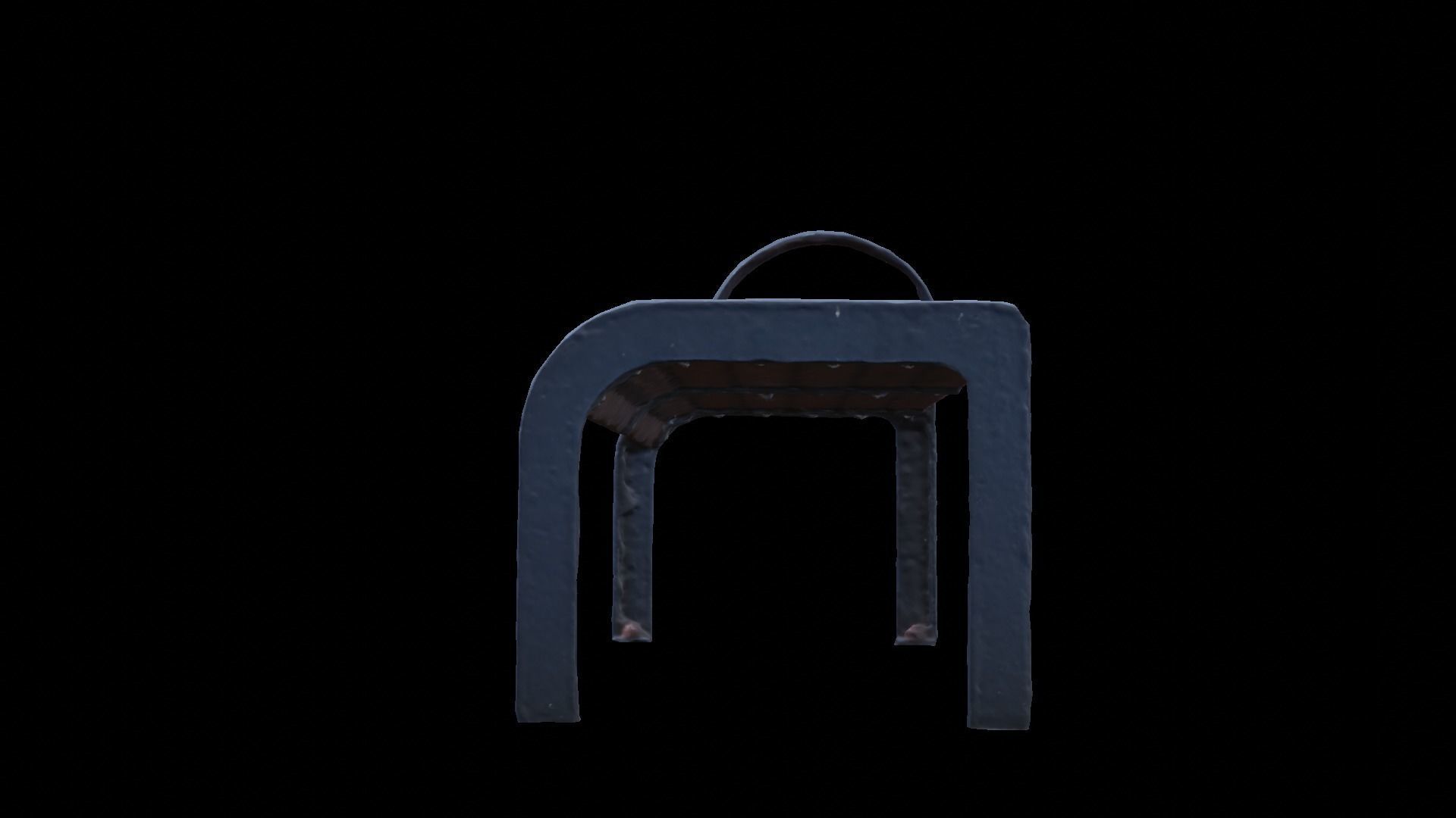 Bench wooden with metal handle 3D model_4