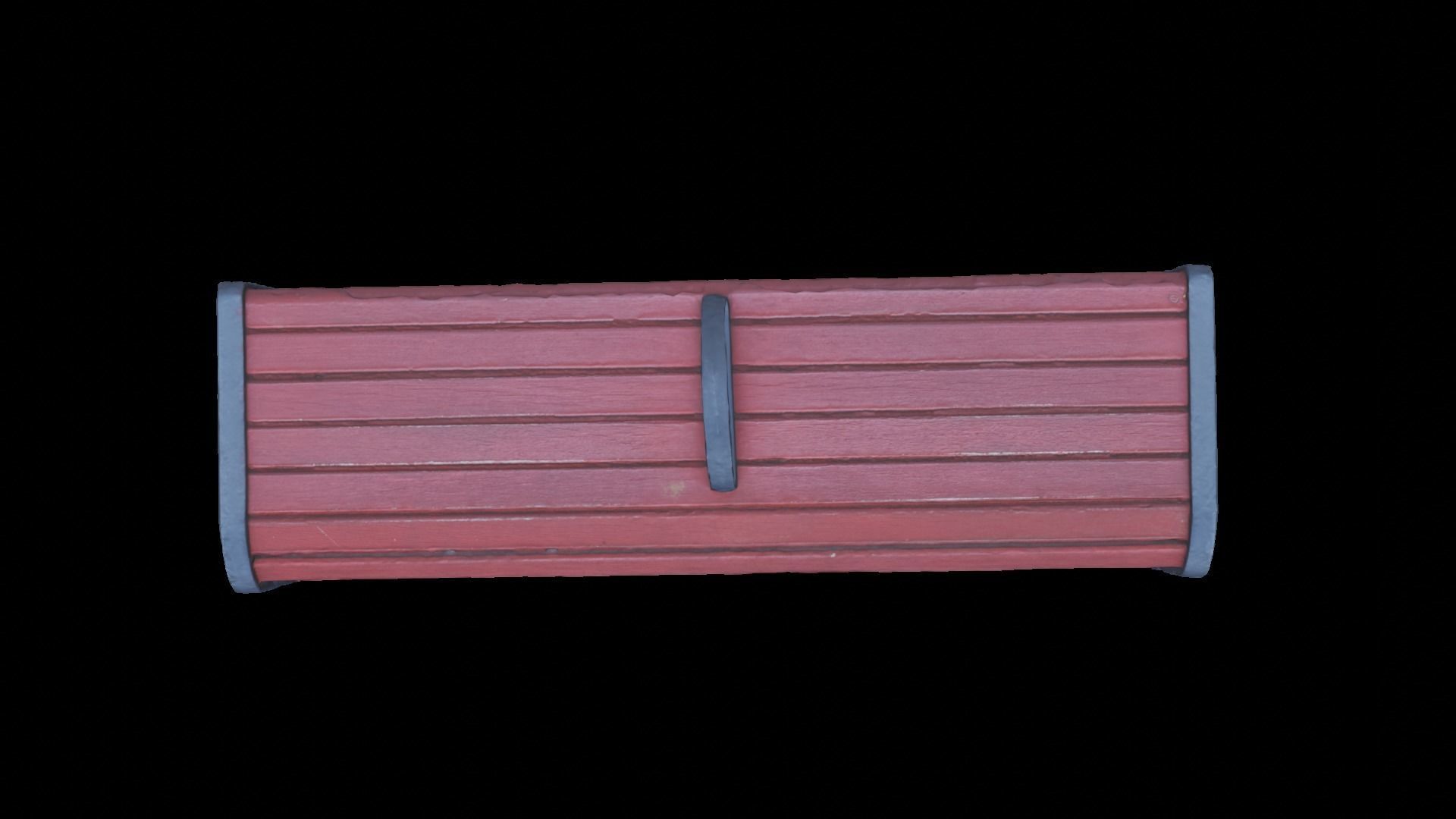Bench wooden with metal handle 3D model_2