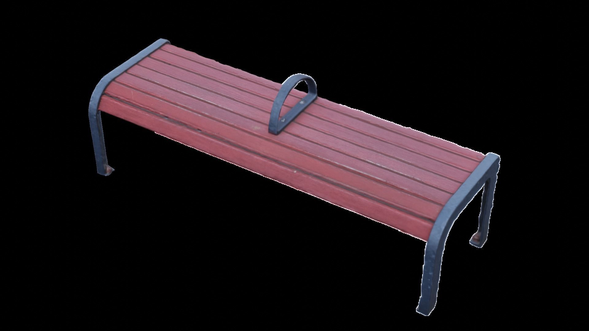 Bench wooden with metal handle 3D model_1