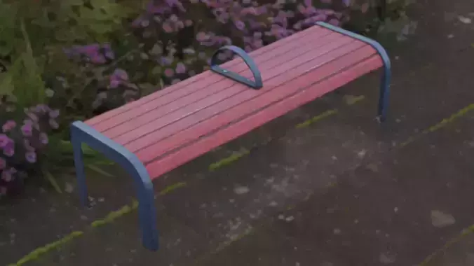 Bench wooden with metal handle