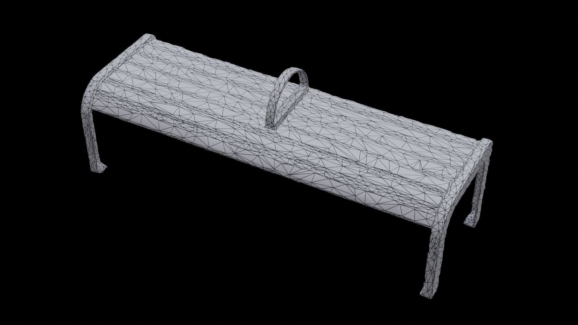 Bench wooden with metal handle 3D model_5