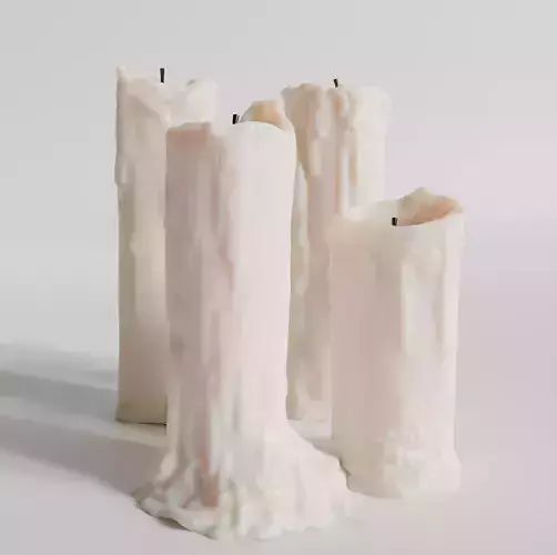 Four melted candles Pack 3D model 3D model