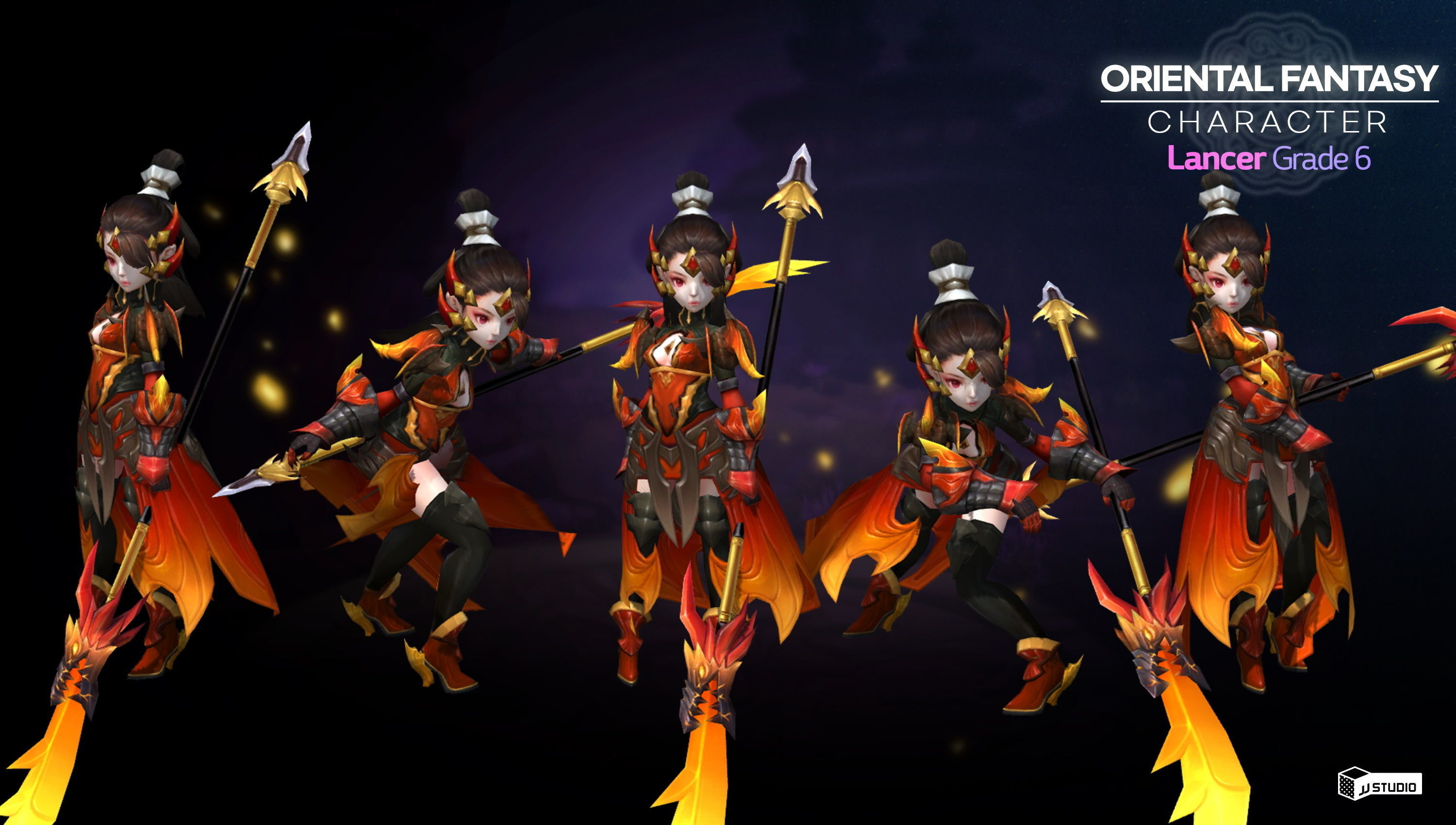 Oriental Fantasy Character - Lancer Grade 6 Low-poly 3D model_3
