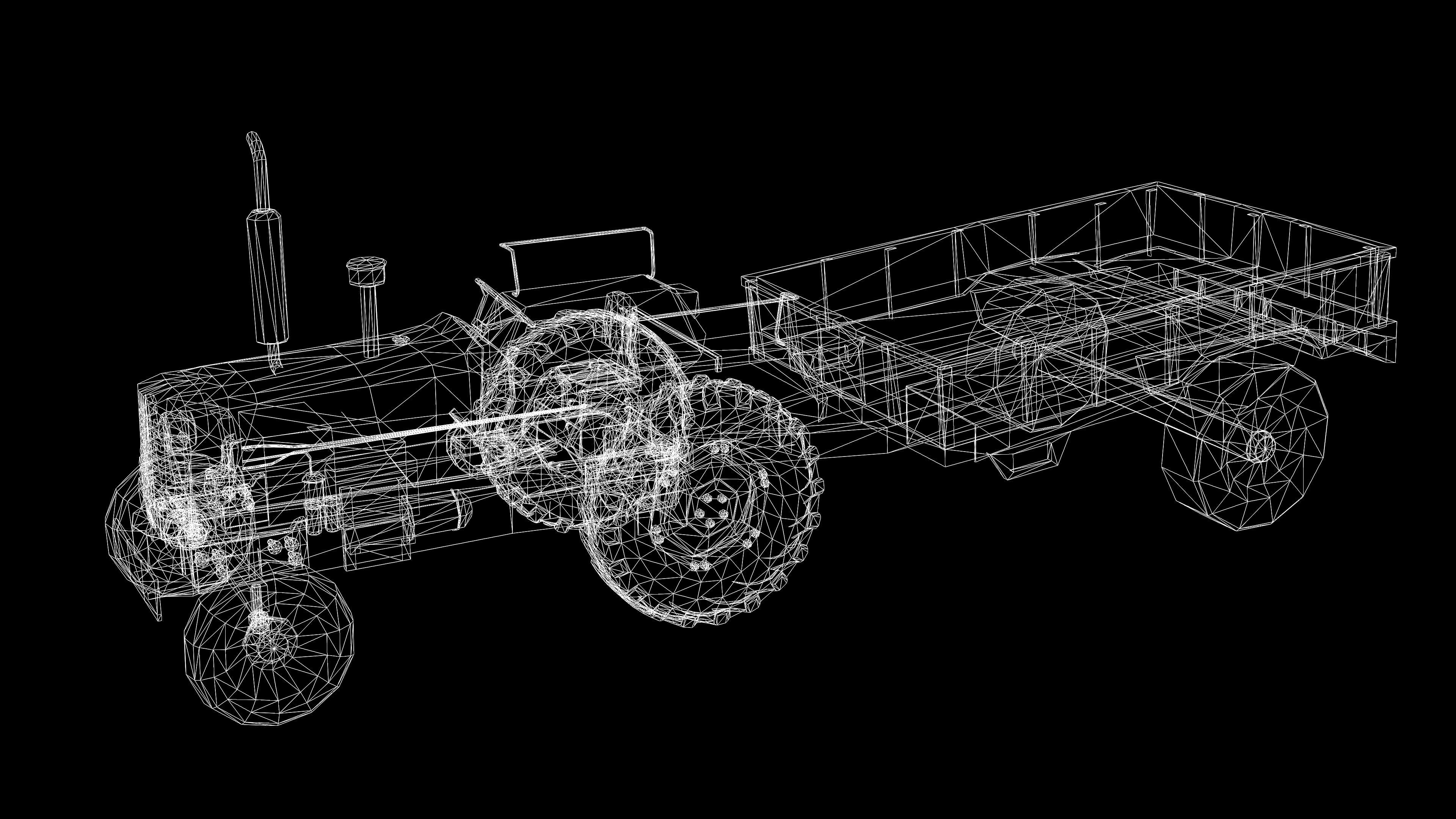 Old Farm Tractor Low-poly 3D model_17