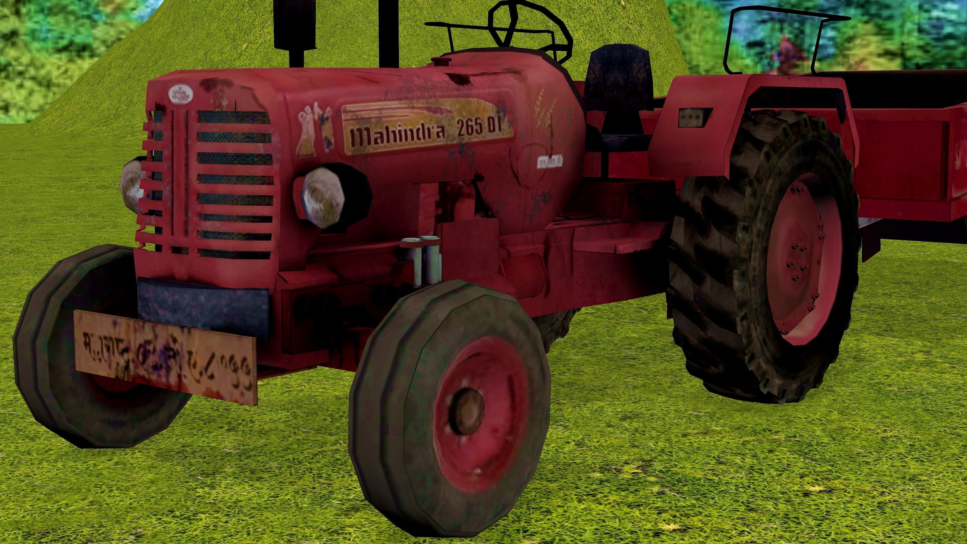 Old Farm Tractor Low-poly 3D model_7