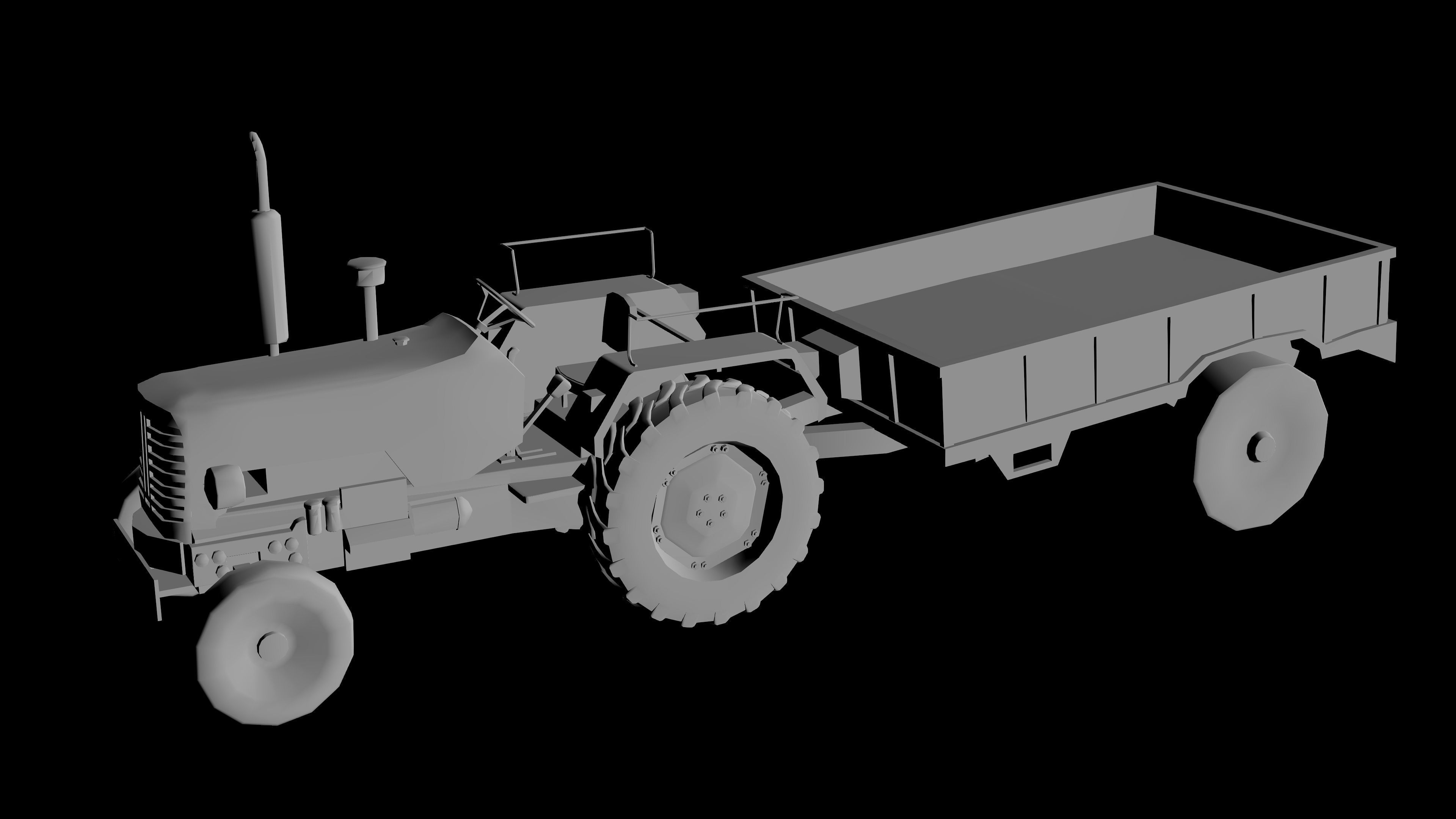 Old Farm Tractor Low-poly 3D model_15
