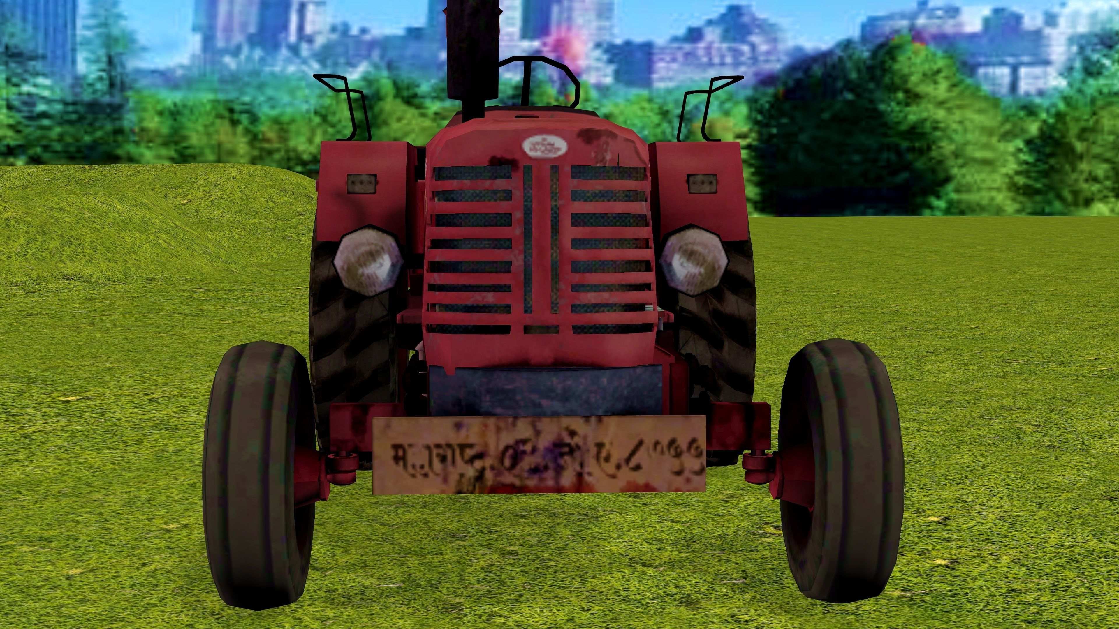 Old Farm Tractor Low-poly 3D model_6