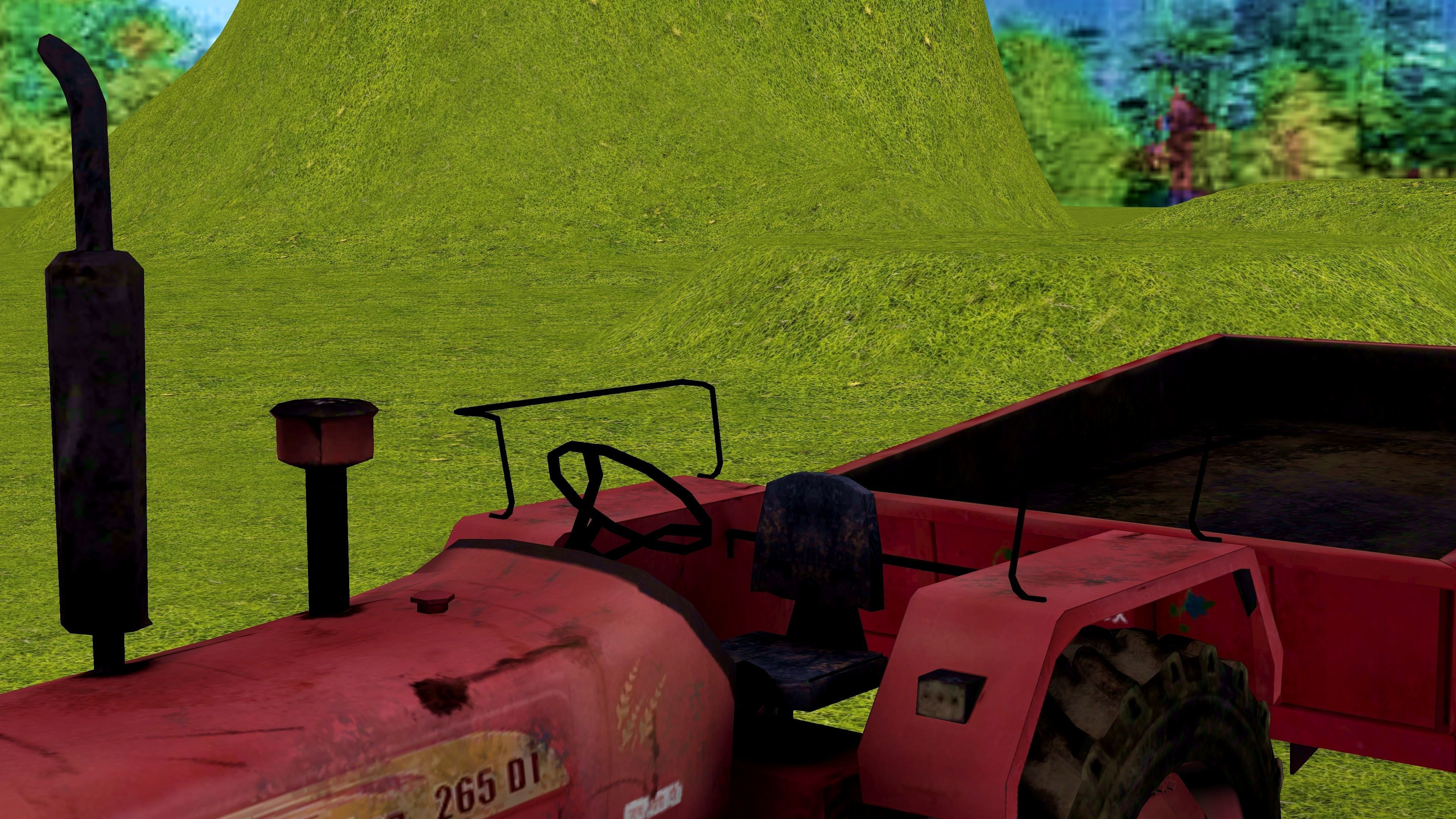 Old Farm Tractor Low-poly 3D model_10