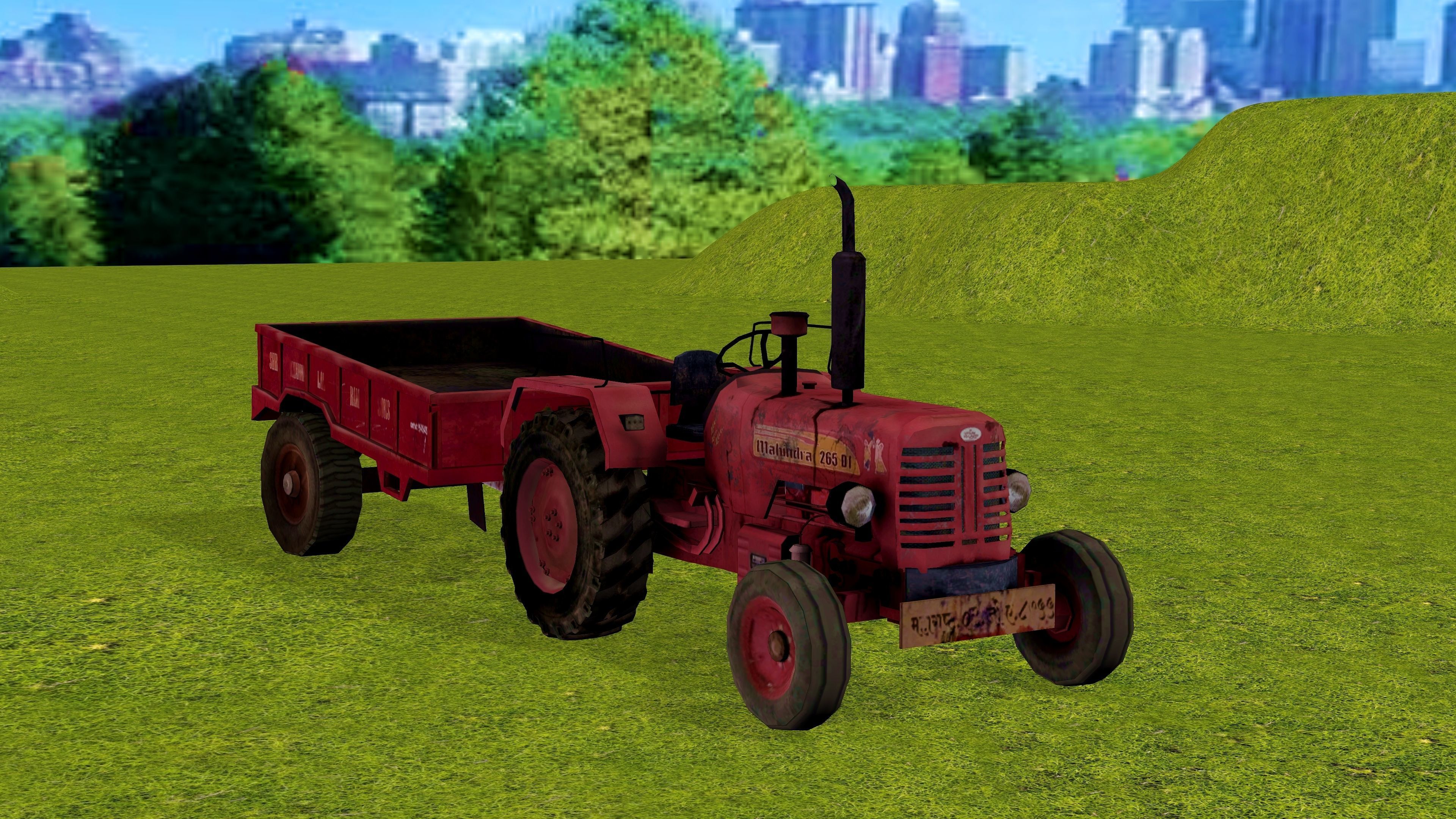 Old Farm Tractor Low-poly 3D model_9