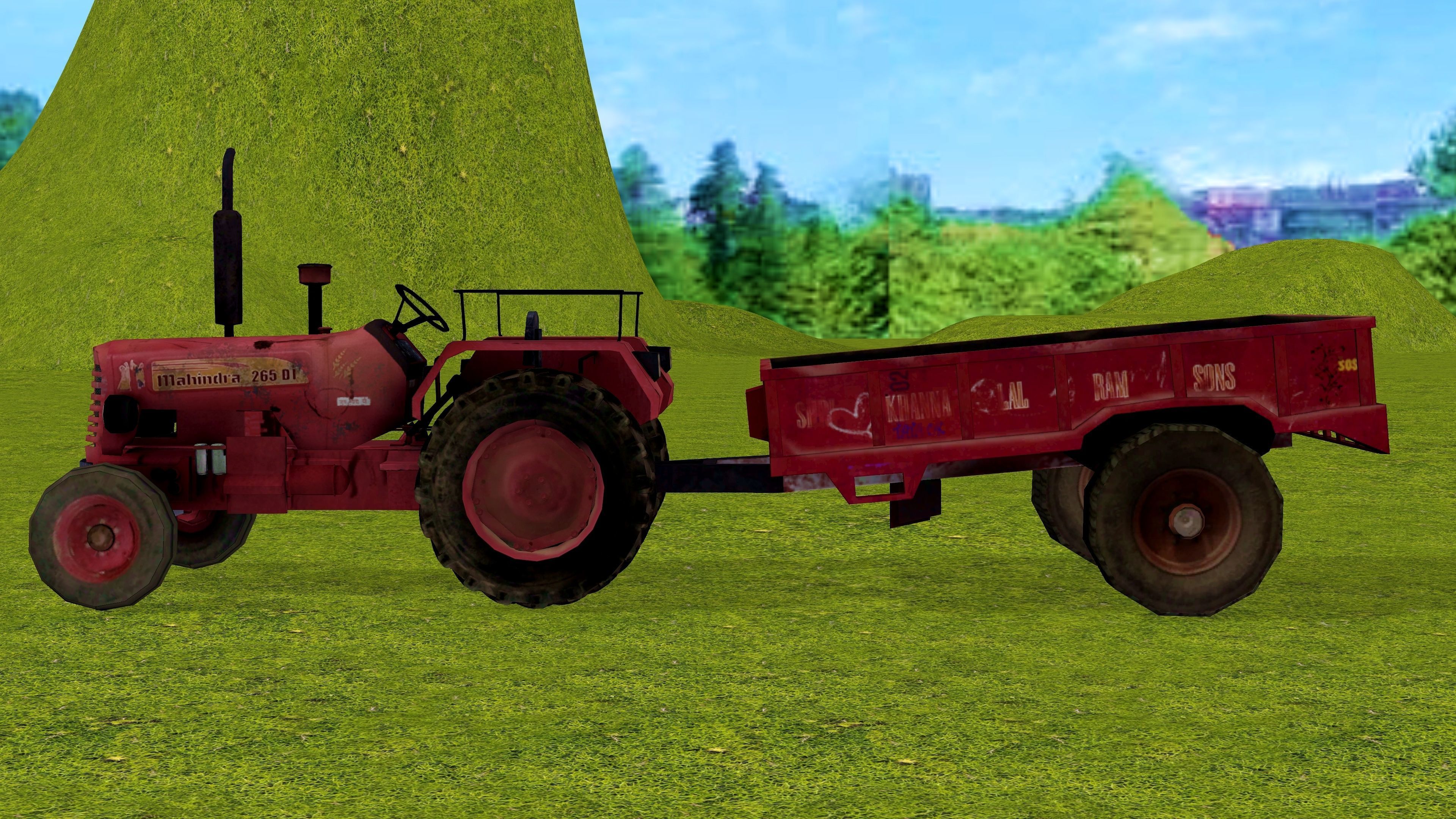 Old Farm Tractor Low-poly 3D model_2