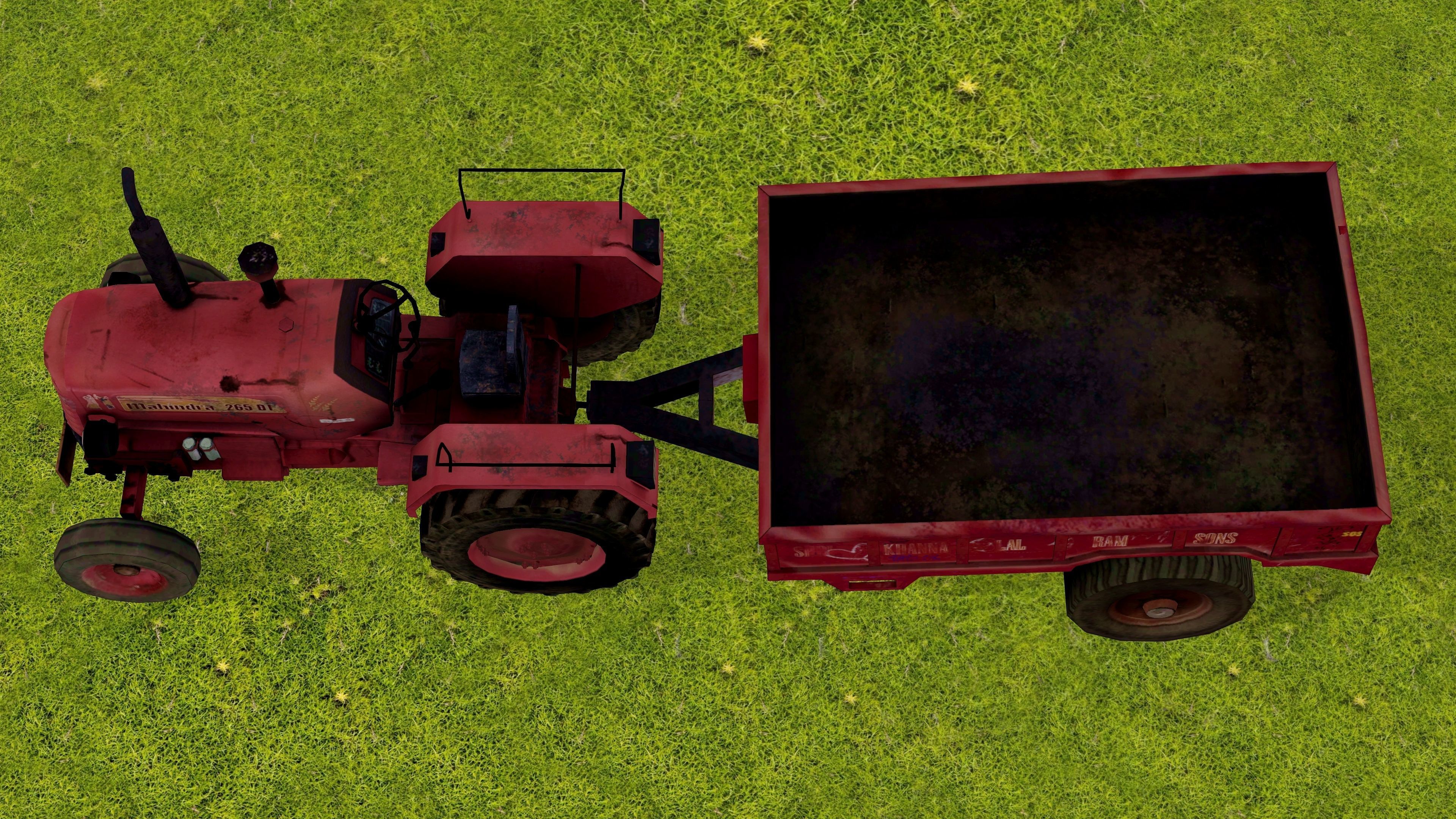 Old Farm Tractor Low-poly 3D model_8