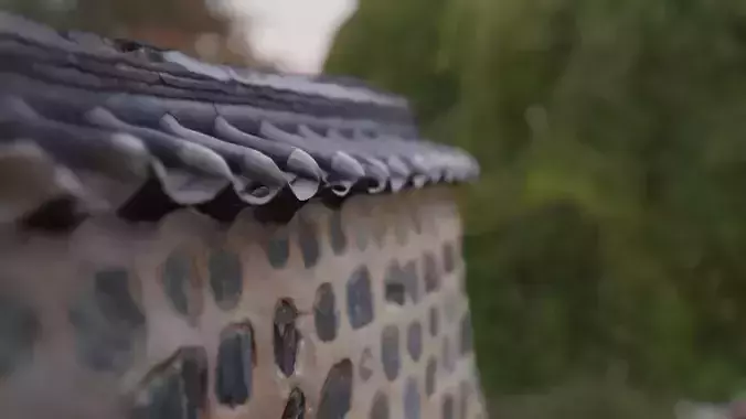 Korean Traditional Tiled Stone Wall