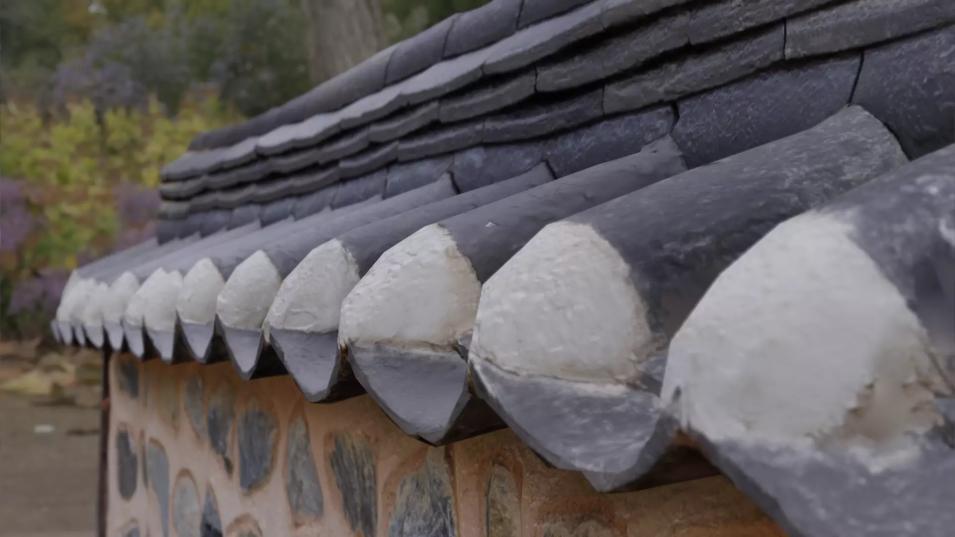 Korean Traditional Tiled Stone Wall 3D model_0