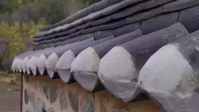 Korean Traditional Tiled Stone Wall