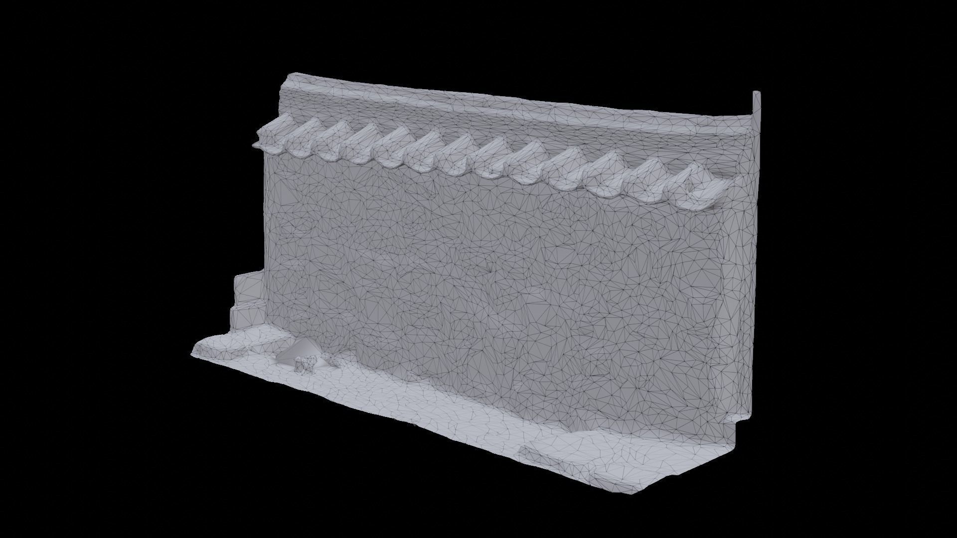 Korean Traditional Tiled Stone Wall 3D model_5