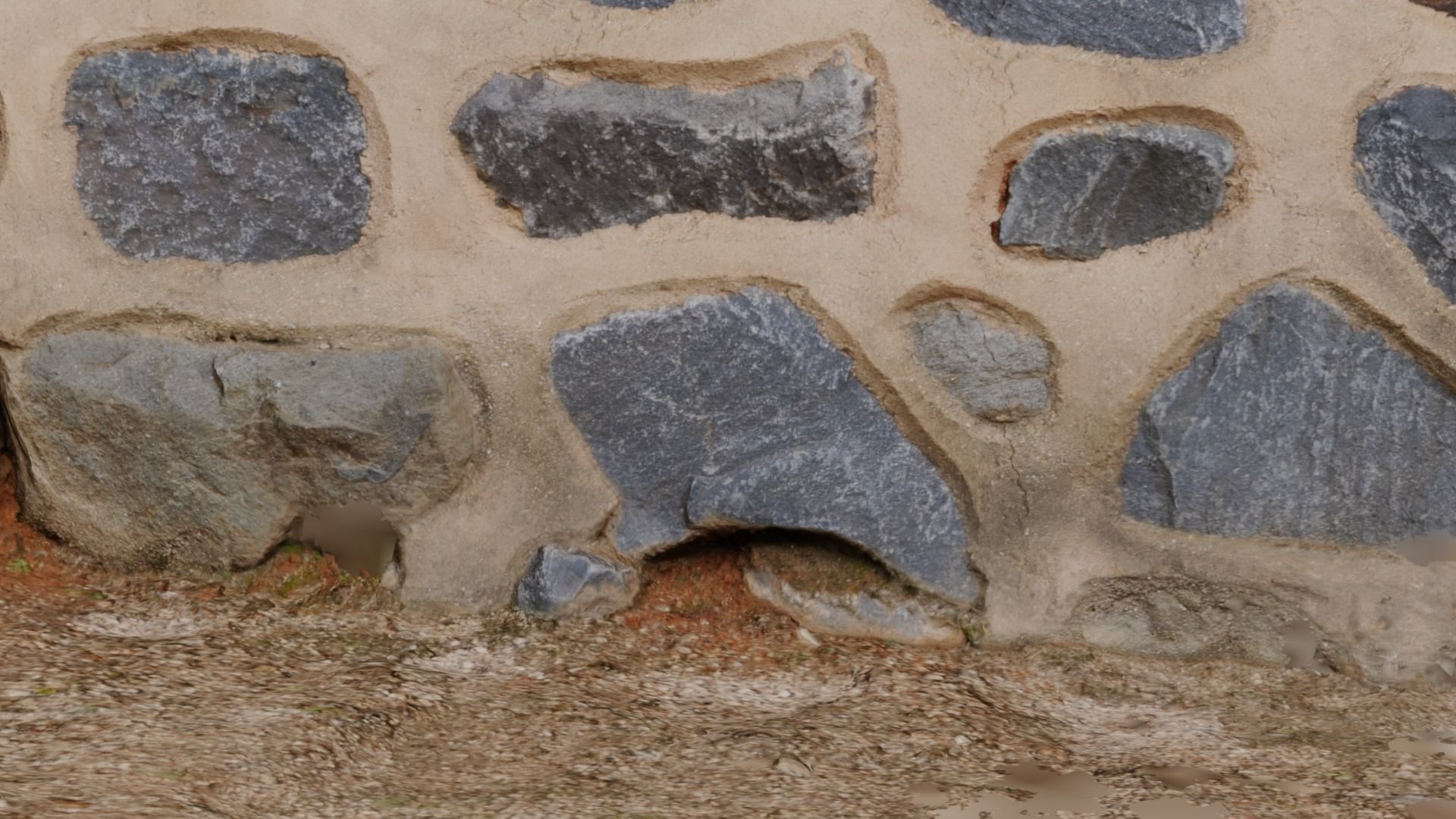 Korean Traditional Tiled Stone Wall 3D model_2