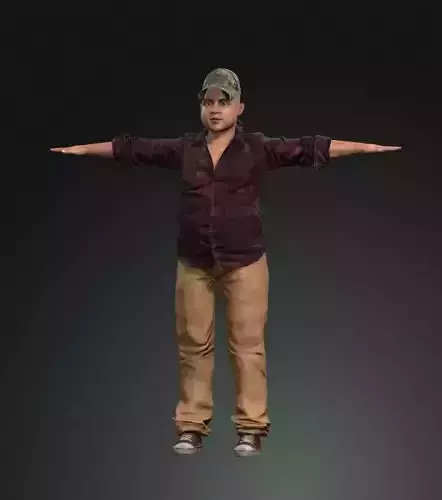 Asian Fat Boy rigged 3D model