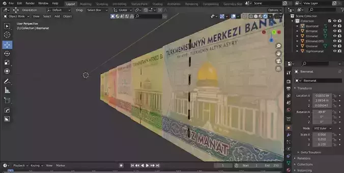 Turkmenistan new manat 3d