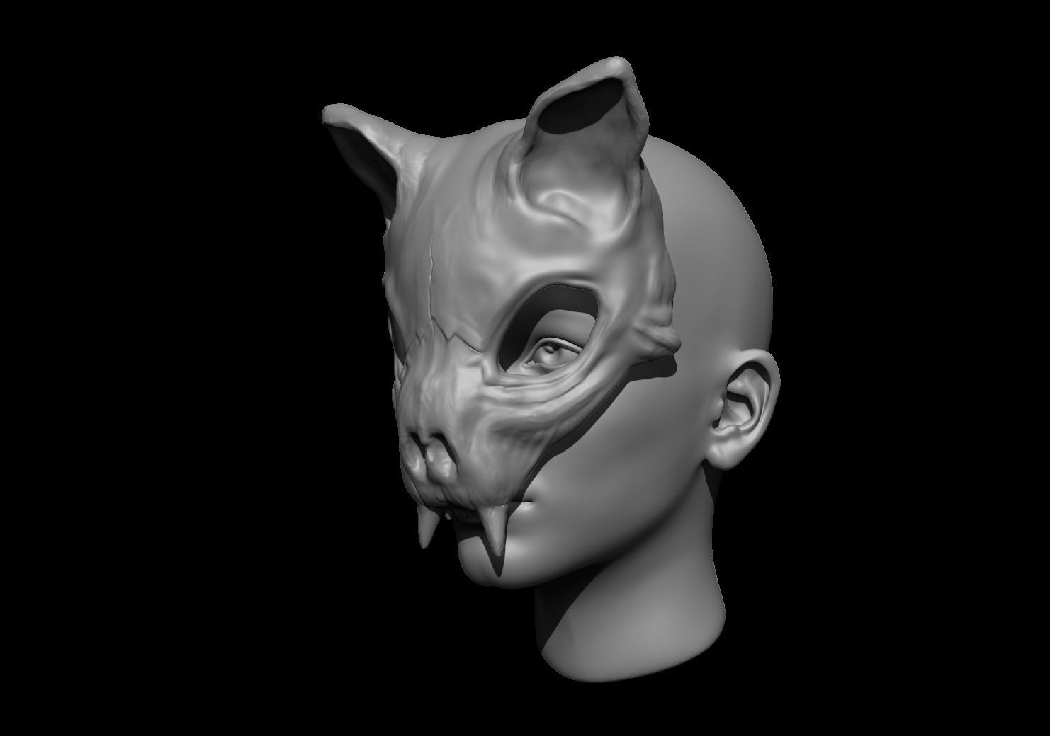 Cat Skull Mask 3D print model_16