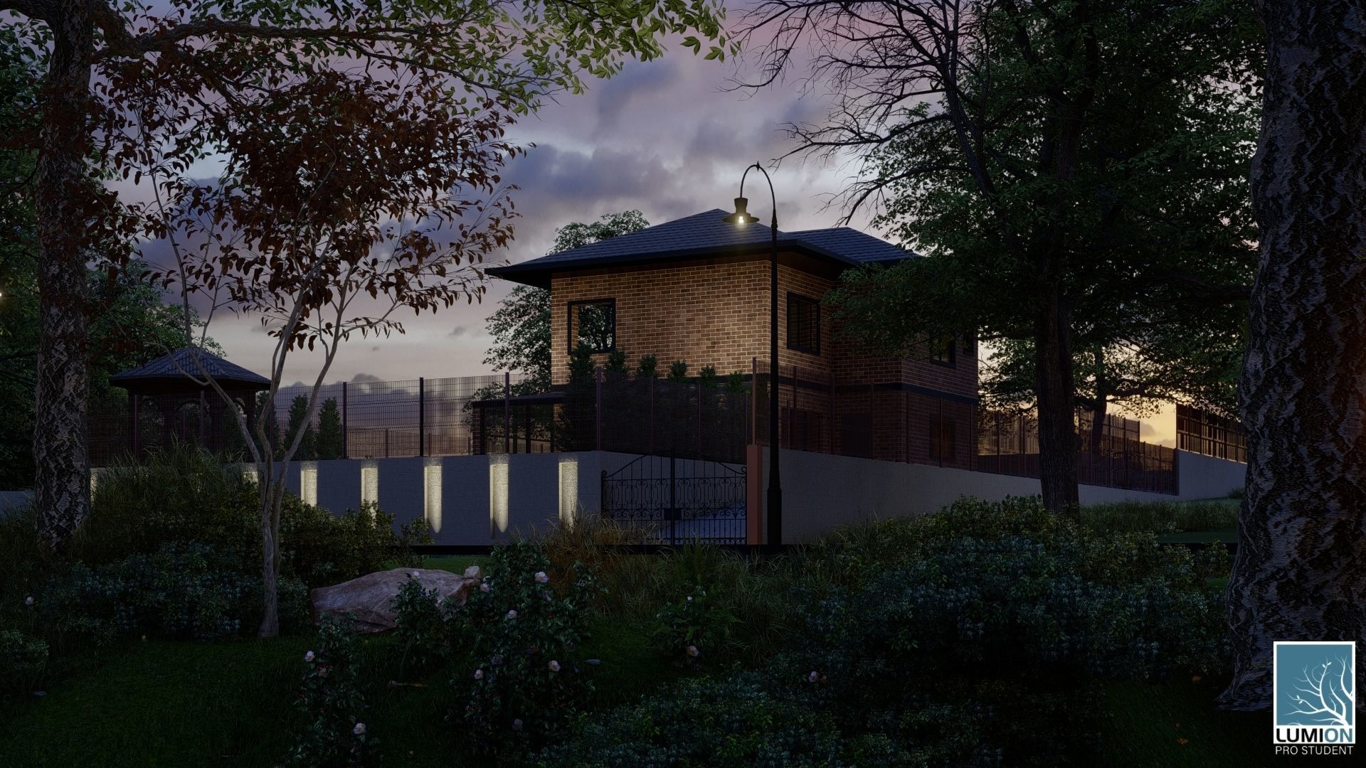 Villa in the village 3D design 3D model_1
