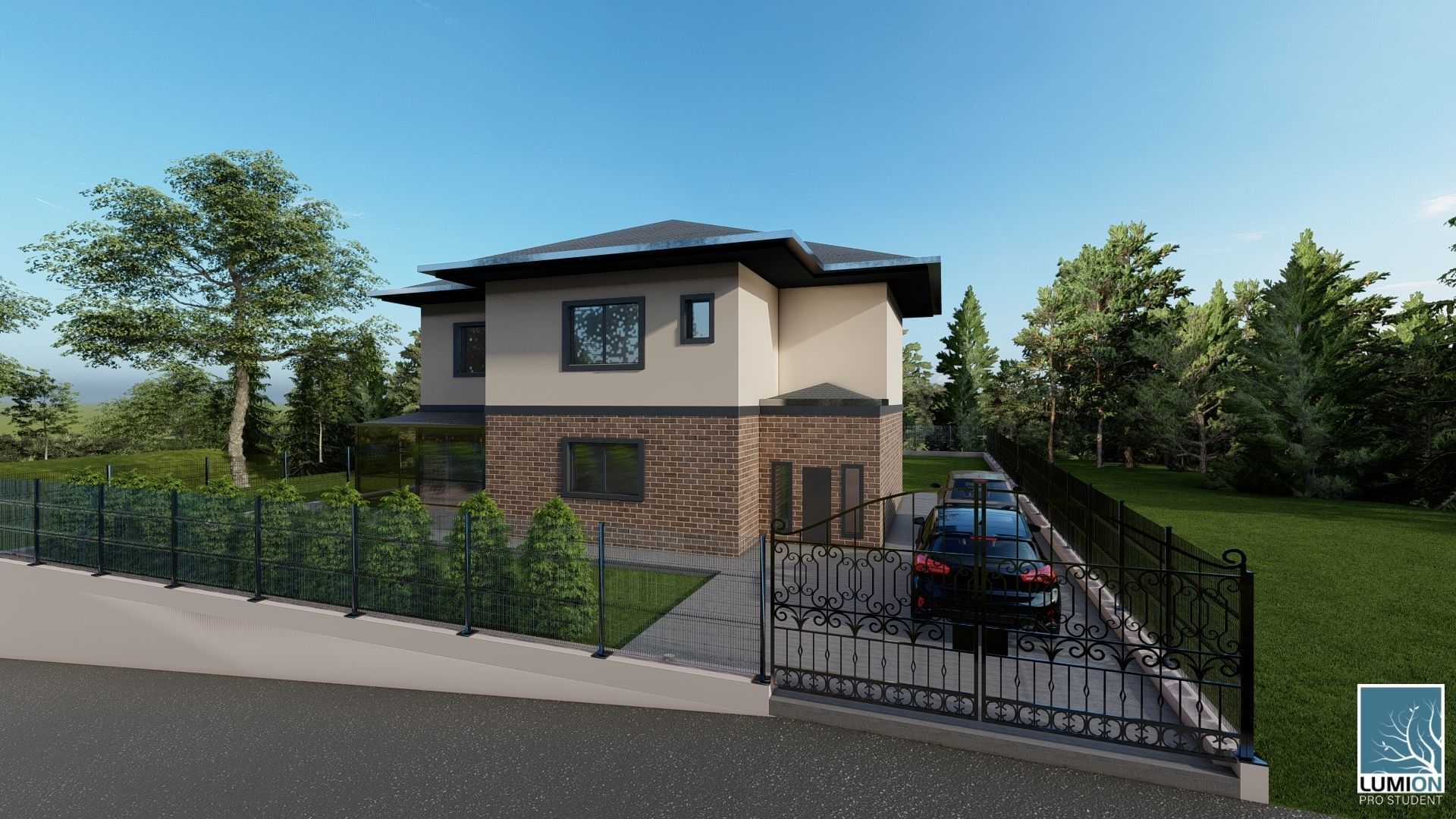 Villa in the village 3D design 3D model_2