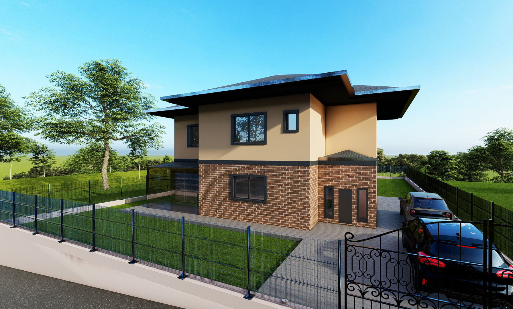 Villa in the village 3D design 3D model_8