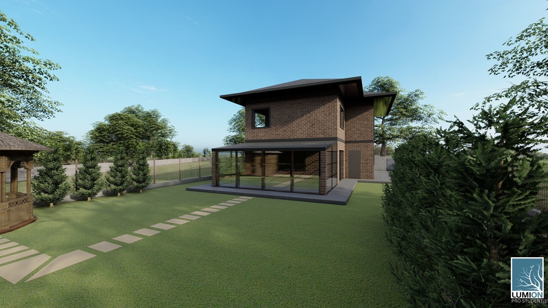 Villa in the village 3D design 3D model_4