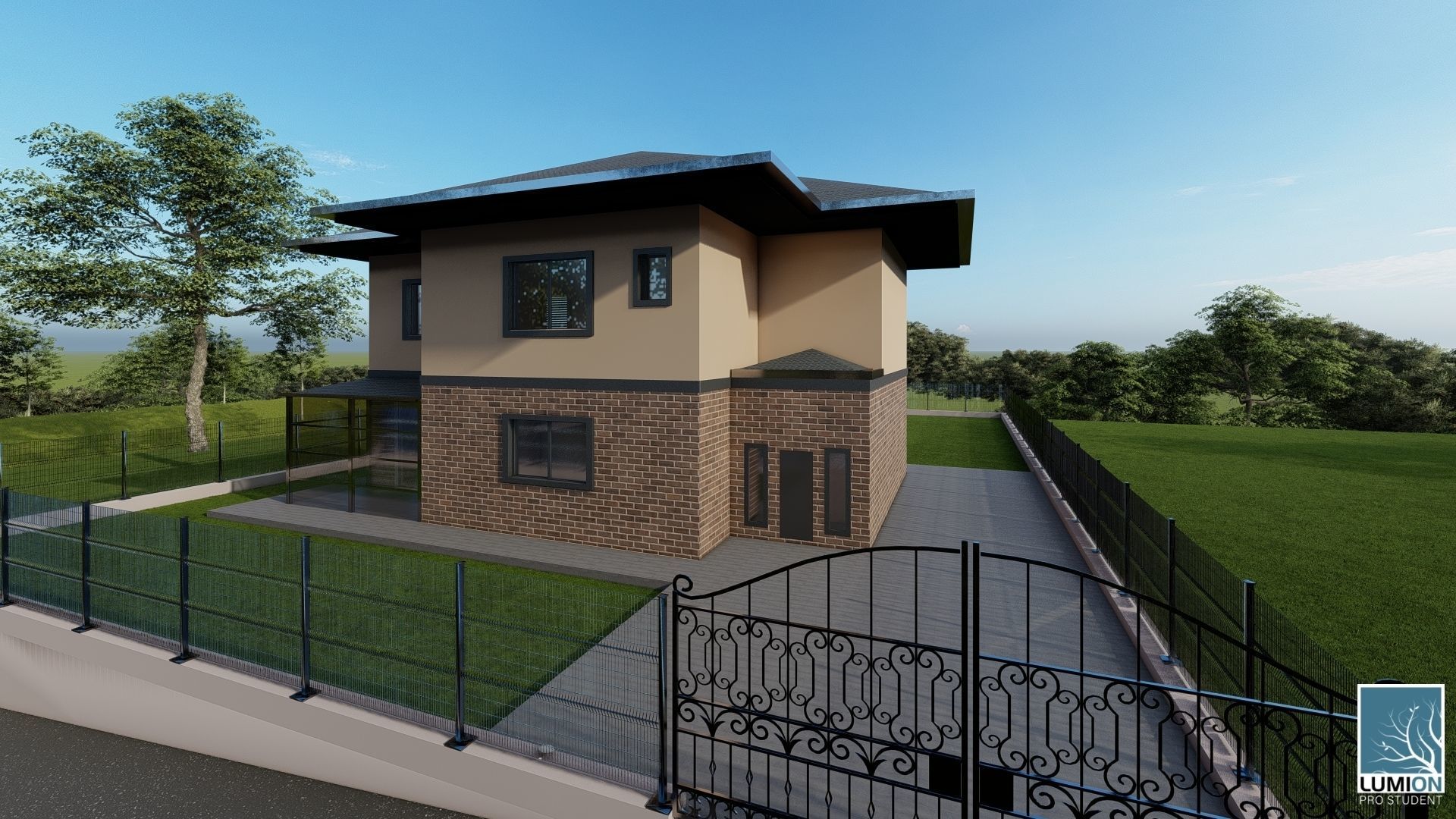 Villa in the village 3D design 3D model_6