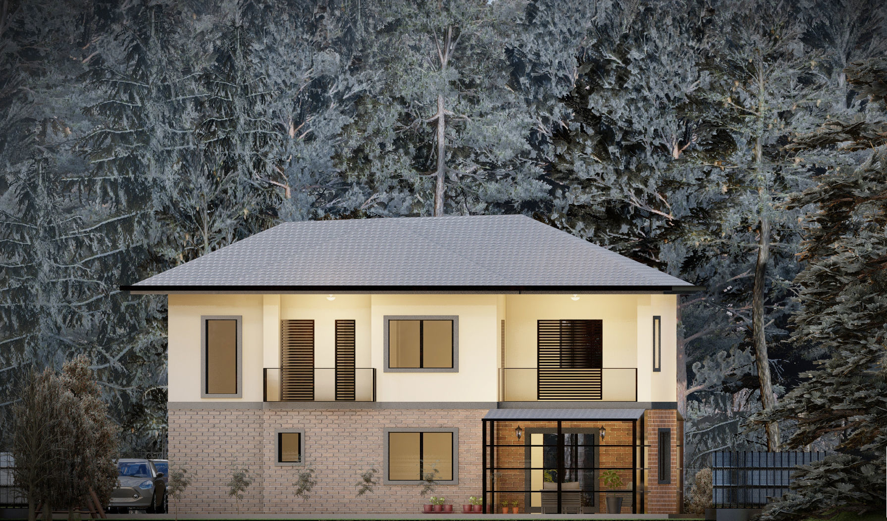 Villa in the village 3D design 3D model_16