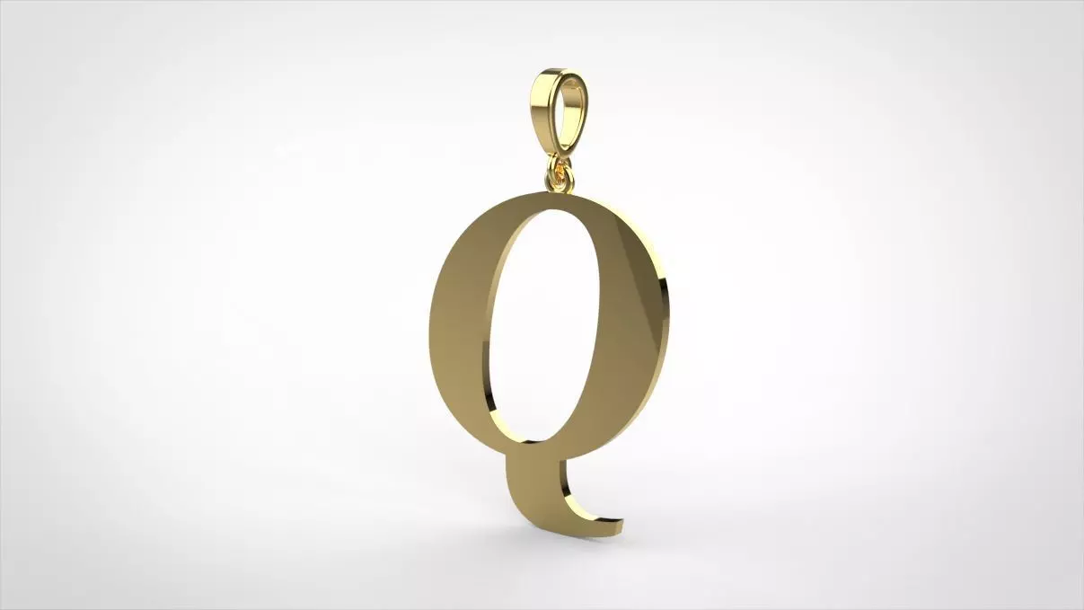 pendant alphabet georgia Q small 3D print model