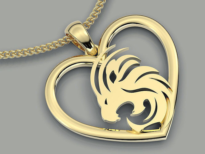Leo zodiac pendant silver gold printable jewelry 3D model 3D print model