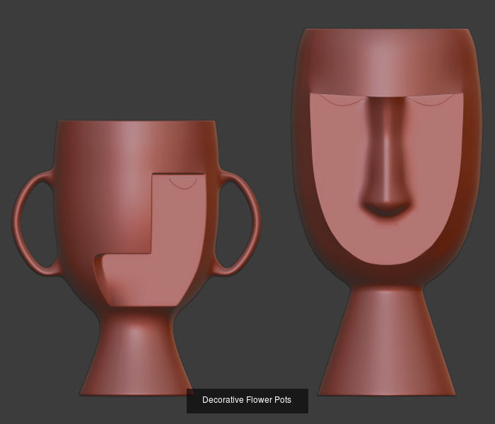 Decorative Flower Pots 3D Model Collection_5