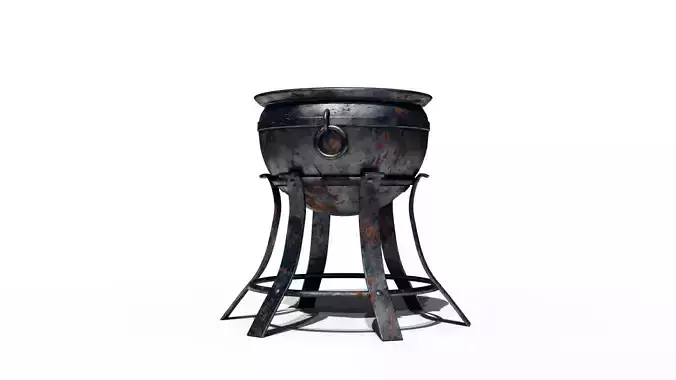 Old Worn Cast Iron Brazier 3D model