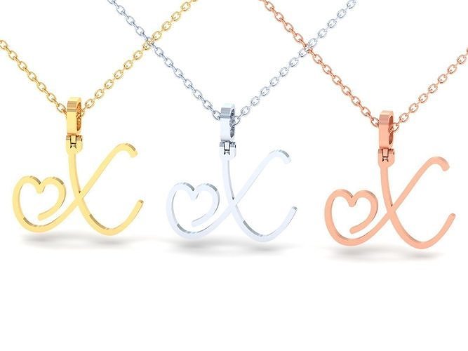X VALENTINE PENDANT  HANDMADE FONT 3D print model
