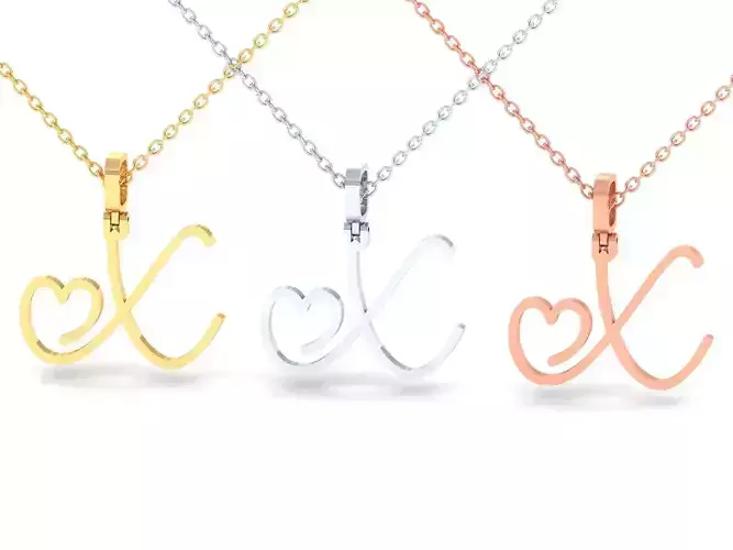 X VALENTINE PENDANT  HANDMADE FONT 3D print model