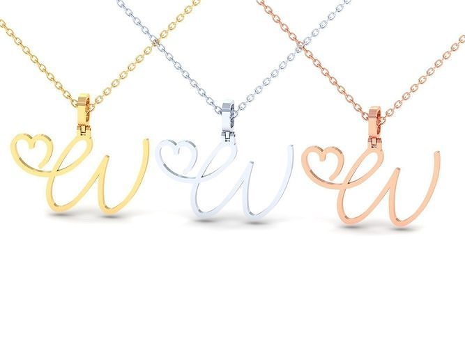 W  VALENTINE PENDANT  HANDMADE FONT 3D print model