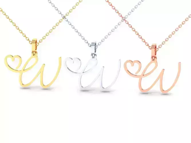 W  VALENTINE PENDANT  HANDMADE FONT