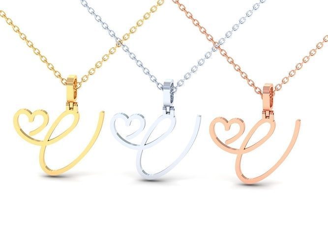 V  VALENTINE PENDANT  HANDMADE FONT 3D print model