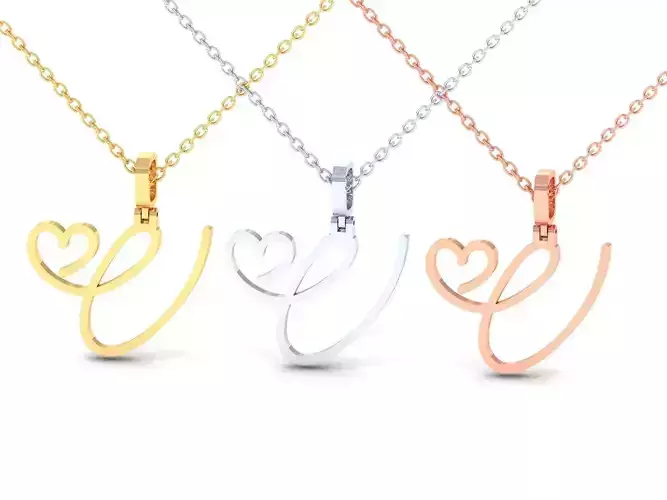 V  VALENTINE PENDANT  HANDMADE FONT 3D print model