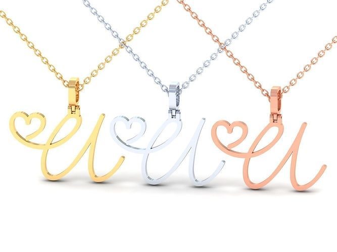 U  VALENTINE PENDANT  HANDMADE FONT 3D print model