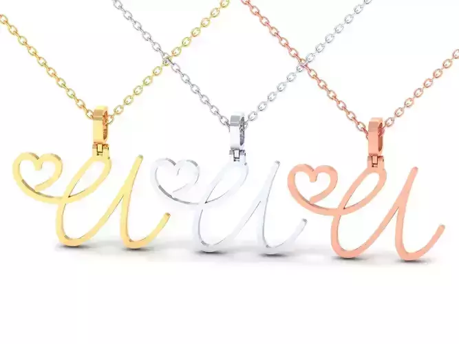 U  VALENTINE PENDANT  HANDMADE FONT